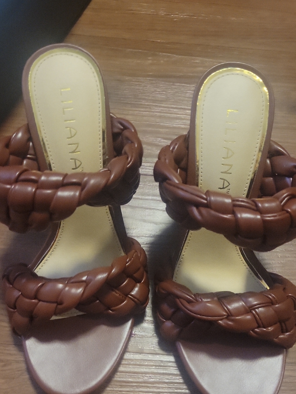 Liliana Brown Braided Slide Heels
